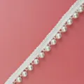 White pearl lace trim ribbon 1cm width for DIY handmade crafts gift wrapping and sewing accessories. - Style 5