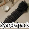 Black ruffled chiffon trim fabric 10cm wide sewing lace ribbon 2 yards pack for dress. - Black
