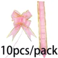 Laços tiradores de organza borde oro rosa para envolver regalos decoracion 10pcs - Rosa