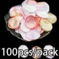 100pcs artificial rose petals for wedding party decorations, 3x3.8cm silk fabric flowers. - Pink