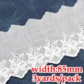 White cotton lace trim 85mm wide 3 yards per pack for sewing wedding dress DIY craft decor - 85mm Width (3 Yards/Pack)