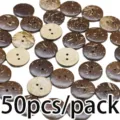 50pcs 2cm Round Coconut Wooden Buttons 2 Holes Sewing Craft DIY Garment Accessories Decor - 50 Pieces/Pack / Dark Coffee