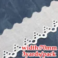 White embroidered lace trim 70mm width 3 yards pack for wedding dress sewing DIY crafts decor. - 70mm Width (3 Yards/Pack)