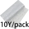 10Yards Glitter Tulle Roll 15cm Mesh Fabric for Party Christmas DIY Sewing Craft Decor - Silver