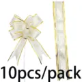 Lazo de organza blanco y dorado, paquete de 10 unidades cinta decorativa para regalos sku - Blanco