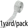 Silver rhinestone strip hotfix crystal ribbon 1 yard pack for DIY clothing sewing decoration - 2cm Width