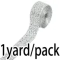 Silver rhinestone ribbon self adhesive crystal drill wrap 1 yard per pack for DIY sewing - 3cm Width