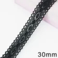 Black cotton lace trim ribbon 30mm width for DIY sewing and gift wrapping crafts project. - 30mm Width / Black