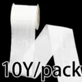 Close-up detail of white elastic ribbon trim, 10 yards pack for sewing and DIY crafts. - White