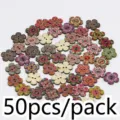 50pcs 2cm retro floral printed wooden buttons 2-hole sewing crafts DIY accessories - Mixed Style / 50 Pieces/Pack