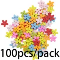 Colorful wooden flower buttons, 100pcs per pack, 2-hole sewing craft DIY accessories. - Multicolor Cartoon Flower / 100 Pieces (1.5cm)