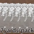 White mesh lace trim 23cm wide embroidery fabric sewing DIY craft 2 yards per pack - White