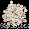 Wooden buttons 2cm 2-hole bowl shape handmade sewing craft buttons pack of 80 pieces - Mixed