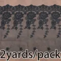 Black mesh lace trim embroidery fabric 2 yards pack for sewing DIY crafts decoration. - Black