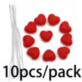 10pcs red heart cake toppers 25mm soft rubber dessert table party DIY decoration - Red