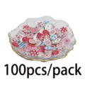 100pcs 15mm painted wooden buttons 2-hole assorted floral pattern sewing craft DIY - Mixed Material