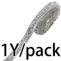 Rouleau de bordure strass en résine autocollante avec ruban cristal brillant détail. - Argent