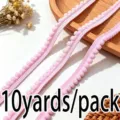 Pink pom pom fringe trim ribbon 1.2cm wide for sewing apparel crafts wedding decor - Pink