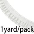 White pleated elastic lace trim 1 yard per pack for sewing and crafting apparel decoration. - 1 Yard/Pack / White