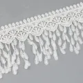 White lace trim ribbon with teardrop fringe for DIY sewing clothing craft decoration 7cm - 7cm Width * 0.9m/Piece / White
