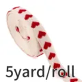 Nastro in tessuto jacquard cuore rosso beige, 1.6cm di larghezza, 5 yards per rotolo confezione. - Borgogna
