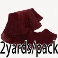 Dark red pleated mesh lace trim, 2 yards per pack for apparel and gift wrapping decor. - Burgundy