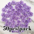 50pcs pack purple satin ribbon flowers with rhinestone for wedding craft decoration. - Light Purple