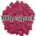 Red fabric heart petals 100pcs pack romantic wedding Valentine day decor DIY craft - 35x35mm / Burgundy