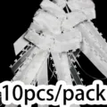White heart-edged ribbon bows detail shot, wedding party decoration craft supply. - 10 Pieces/Pack / White