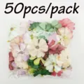50pcs mixed color artificial flower heads 5cm wide for DIY craft party decoration hair accessories - 50 Pieces/Pack / Mixed Colors
