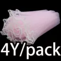 Cinta de Tule con Perlas Rosas 28cm Tela de Malla Ribete de Encaje para Regalos y DIY - Rosa Claro