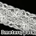 White elastic lace trim 8cm wide 3 meters per pack for sewing dress DIY crafts apparel. - White