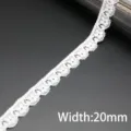 White stretch lace trim 20mm wide for sewing, garment clothing decoration and DIY handmade crafts. - 20mm