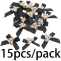 Noeuds en ruban noir avec perles et strass, détail d'accessoires de vêtement DIY 3x4.5cm. - Noir