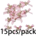 Noeud ruban rose strass perle accessoires vetement DIY decoration artisanat detail - Rose