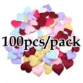 100pcs fabric heart petals colorful satin confetti for wedding party romantic decoration DIY - 35x35mm / Multicolor