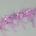 9cm purple petal lace trim ribbon with faux pearls for DIY crafts wedding decoration - Purple