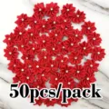 50pcs red ribbon flowers with rhinestones, 2.8cm handmade DIY wedding apparel appliqués - Red