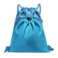 Blauer Kordelzug Sportrucksack Oxford-Stoff wasserdichte Fitnesstasche mit Netztasche. - Seeblau