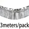 Silberne Glitzer Fransen Vorhang Banner 3 Meter pro Packung für Party Deko Anlässe. - Silber