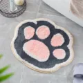 Cute Cat Paw Bath Mat Non-Slip Fluffy Tufted Rug for Bathroom Bedroom Living Room - 65*65 / Blue