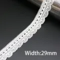 White elastic lace trim 29mm wide for sewing garment craft DIY decoration 5 meters pack - 29mm