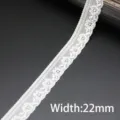 White elastic lace trim 22mm wide, perfect for sewing, clothing accessories, and DIY crafts. - 22mm
