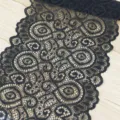 Black elastic lace trim fabric ribbon for sewing DIY crafts dress decoration 18cm width - Black