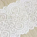 White elastic lace fabric trim 18cm wide for DIY sewing apparel craft projects length 3m - White