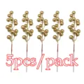 21cm artificial gold berry stems 5pcs pack for Christmas tree decoration and DIY party crafts - Gold