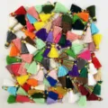 Colorful mini tassels bulk pack with gold loops for DIY jewelry making and keychains crafts. - Tassel Pendant / 100 Pieces/Pack (2cm) / Mixed Colors