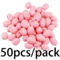 50pcs œufs de Pâques en mousse mouchetée rose pour bricolage, déco de fête de printemps. - Rose
