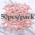 Paquete de 50 lazos de terciopelo rosa, cinta suave horquillas DIY caja de regalo envoltura floral - 50 Piezas / Rosa
