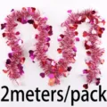 Valentine heart tinsel garland 2 meters per pack for wedding party holiday decoration. - Multicolor